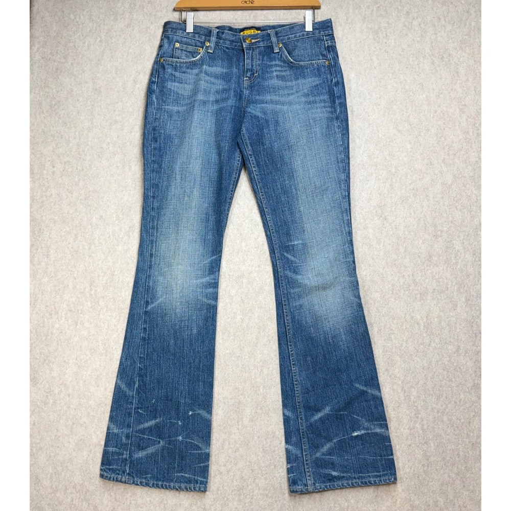 Rugby Ralph Lauren Womens Bootcut Jeans Medium Wash Blue Distressed Size 29 Y2K - Picture 2 of 11